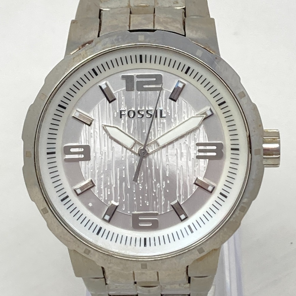 Fossil Mens Watch 43mm Silver Tone Textured Dial PR5390 New Battery SMALL 6.5"